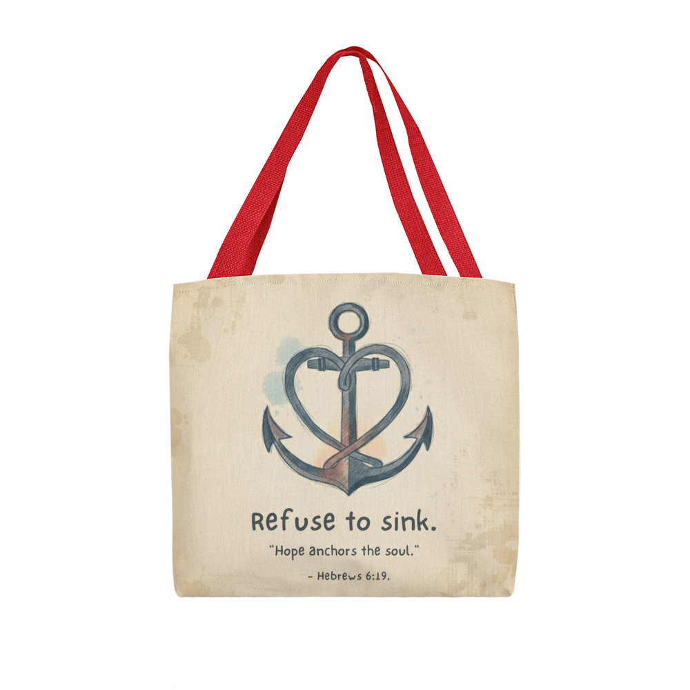 Faith-inspired anchor illustration tote bag
