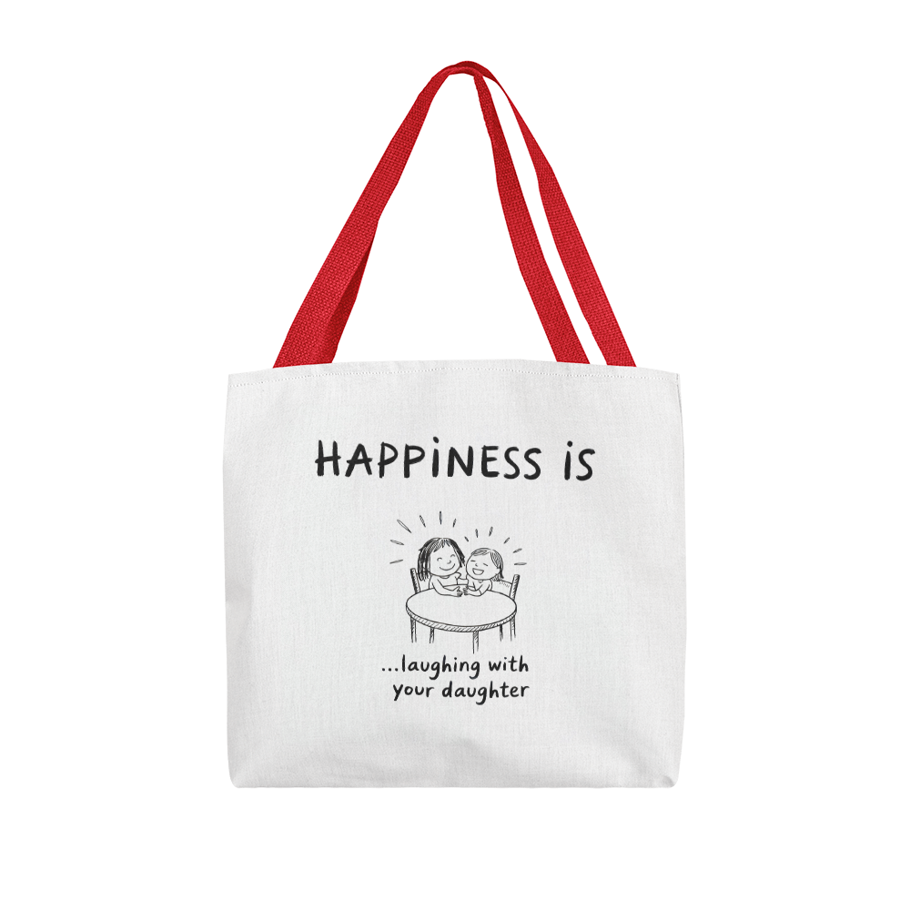 Mom and daughter hugging illustration on shopping bag