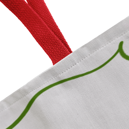 Tote bag shown with multiple handle color options