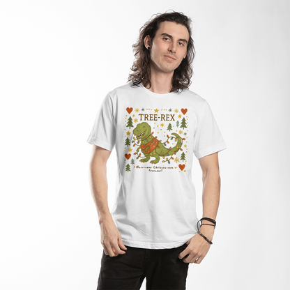 Funny dinosaur Christmas tee with festive T-Rex design