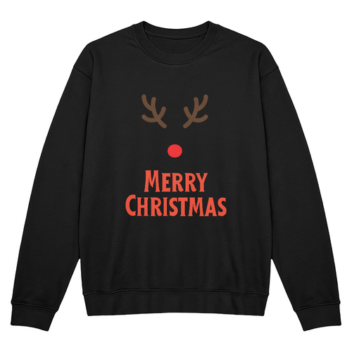 Merry Christmas Reindeer Crewneck Sweatshirt – Bella + Canvas 3945 (Front Print)