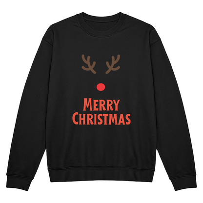 Merry Christmas Reindeer Crewneck Sweatshirt – Bella + Canvas 3945 (Front Print)