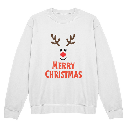 Merry Christmas Reindeer Crewneck Sweatshirt – Bella + Canvas 3945 (Front Print)