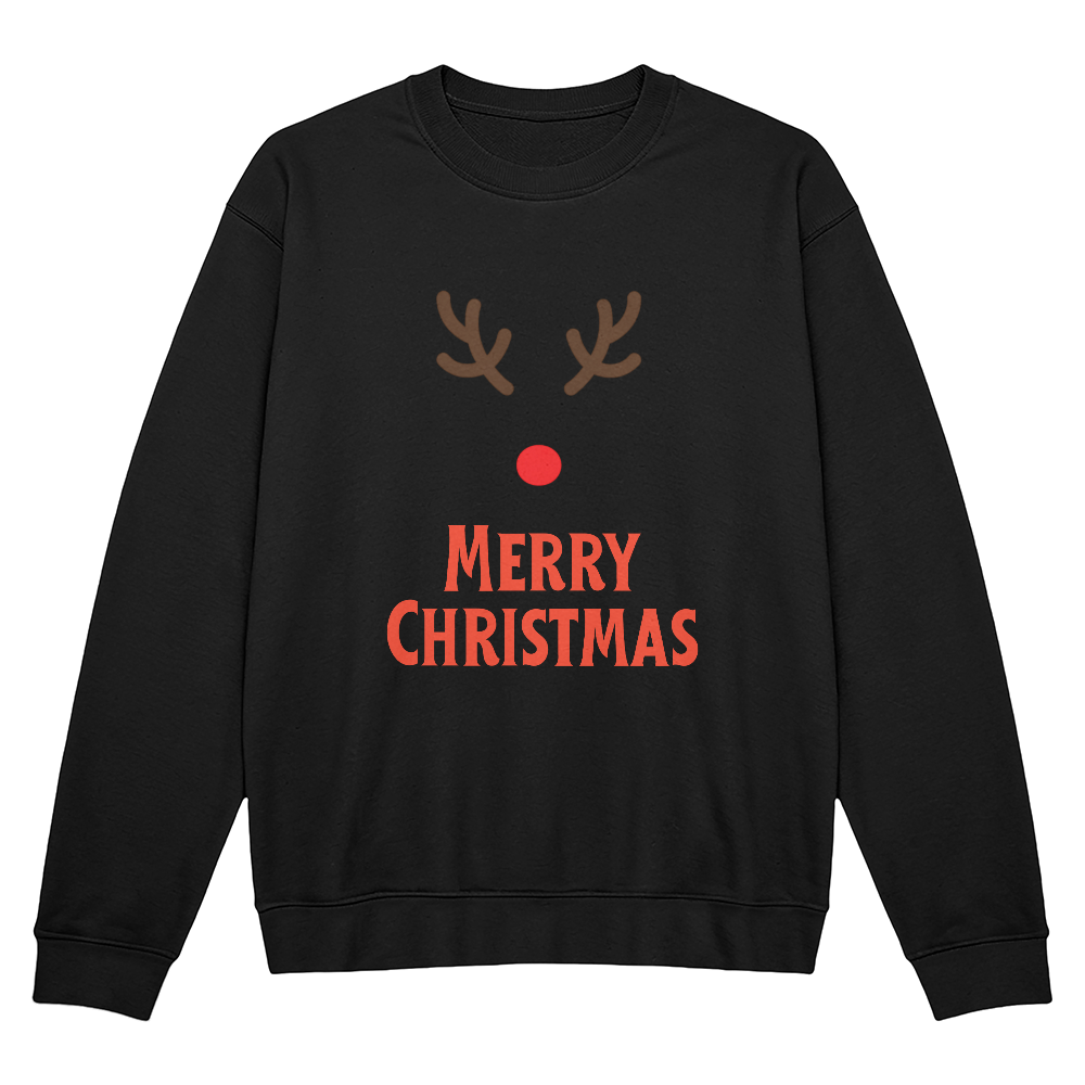 Merry Christmas Reindeer Crewneck Sweatshirt – Bella + Canvas 3945 (Front Print)