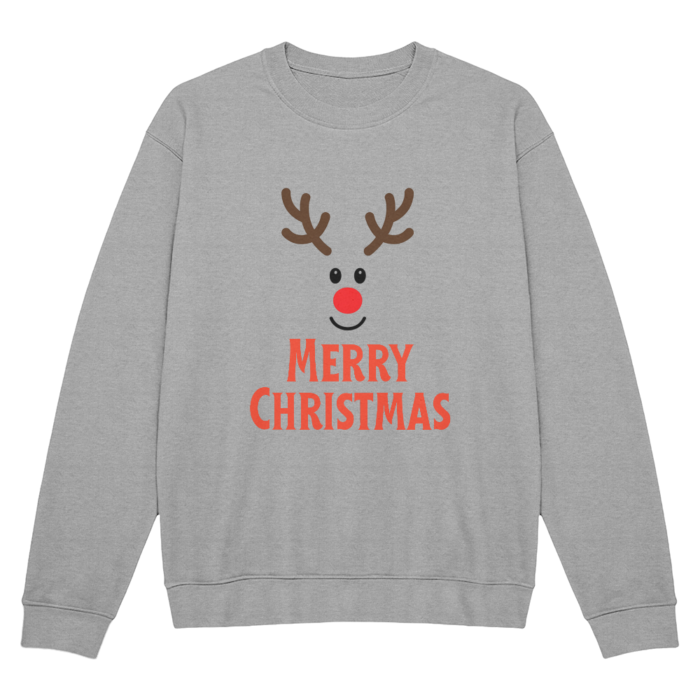 Merry Christmas Reindeer Crewneck Sweatshirt – Bella + Canvas 3945 (Front Print)