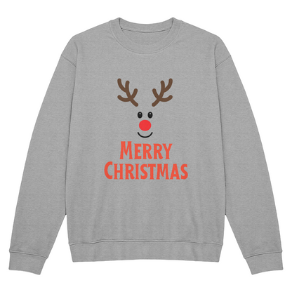Merry Christmas Reindeer Crewneck Sweatshirt – Bella + Canvas 3945 (Front Print)