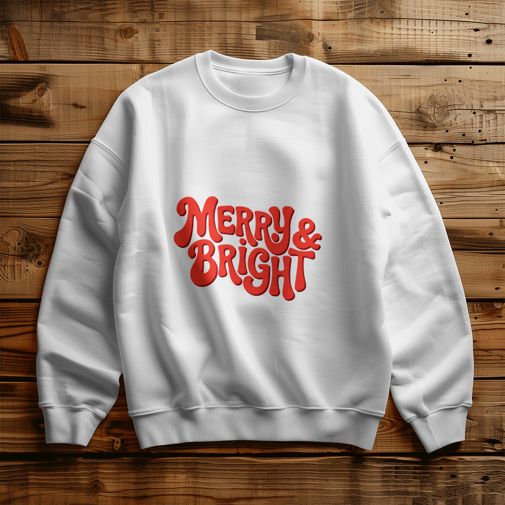 Merry & Bright Retro Christmas Sweatshirt | Unisex Crewneck