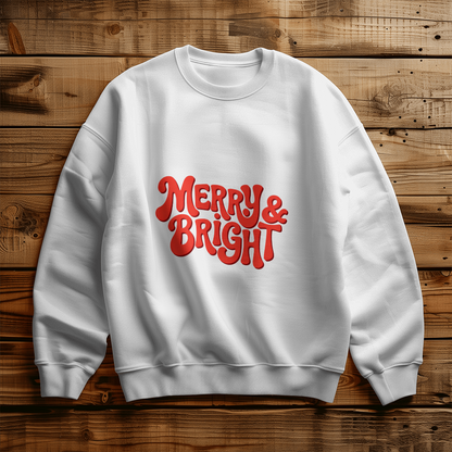 Merry & Bright Retro Christmas Sweatshirt | Unisex Crewneck