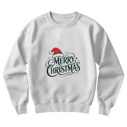 Merry Christmas Santa Hat Crewneck Sweatshirt | Cozy Holiday Pullover