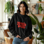 Retro holiday sweater with groovy red lettering
