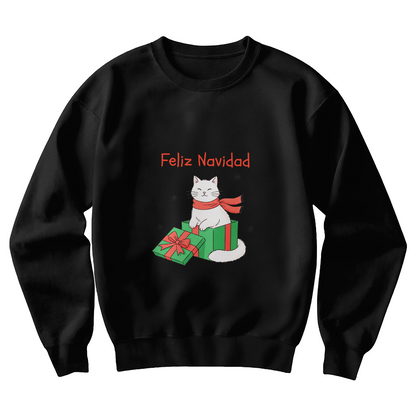 Feliz Navidad Cat Sweatshirt | Cute Christmas Cat Sweater | Custom Christmas Gift in Spanish