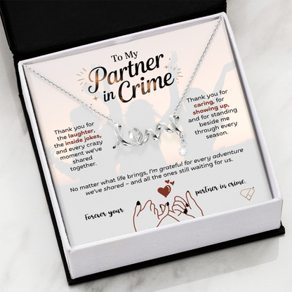 Scripted Love Necklace | To My Partner in Crime Gift | Best Friend Jewelry | Meaningful Friendship Necklace