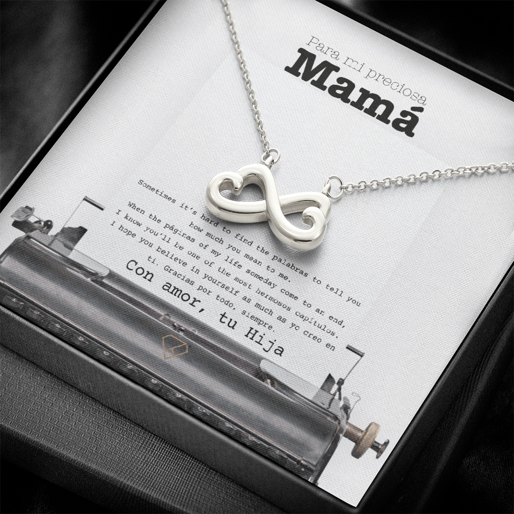 Endless Love Necklace for Mom – Spanglish “Para mi preciosa Mamá” Message Card | Meaningful Latina Mother's Gift From Daughter | Mother's Day, Birthday & Christmas Jewelry