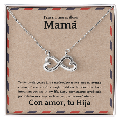 Endless Love Necklace for Mom – Spanglish “Para mi maravillosa Mamá” Message Card | Latina Mother's Gift From Daughter | Mother's Day, Birthday & Christmas Jewelry