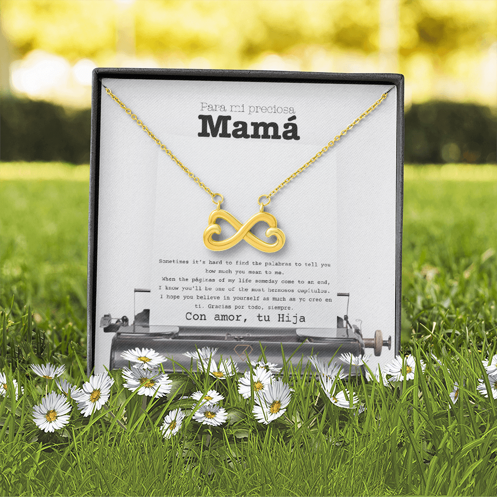 Endless Love Necklace for Mom – Spanglish “Para mi preciosa Mamá” Message Card | Meaningful Latina Mother's Gift From Daughter | Mother's Day, Birthday & Christmas Jewelry