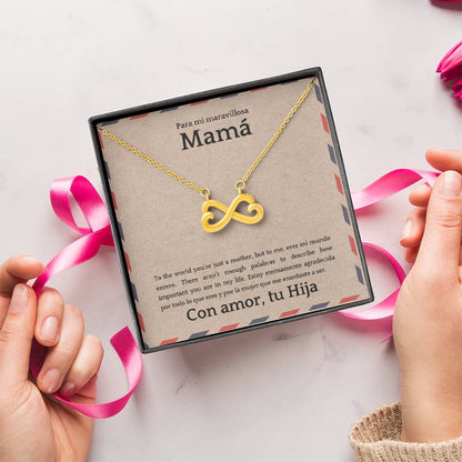 Endless Love Necklace for Mom – Spanglish “Para mi maravillosa Mamá” Message Card | Latina Mother's Gift From Daughter | Mother's Day, Birthday & Christmas Jewelry