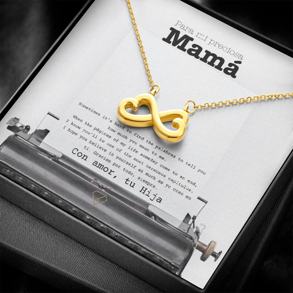 Endless Love Necklace for Mom – Spanglish “Para mi preciosa Mamá” Message Card | Meaningful Latina Mother's Gift From Daughter | Mother's Day, Birthday & Christmas Jewelry