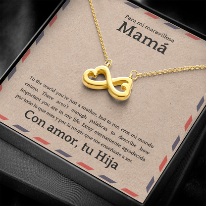 Endless Love Necklace for Mom – Spanglish “Para mi maravillosa Mamá” Message Card | Latina Mother's Gift From Daughter | Mother's Day, Birthday & Christmas Jewelry