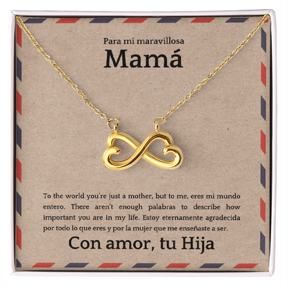 Endless Love Necklace for Mom – Spanglish “Para mi maravillosa Mamá” Message Card | Latina Mother's Gift From Daughter | Mother's Day, Birthday & Christmas Jewelry