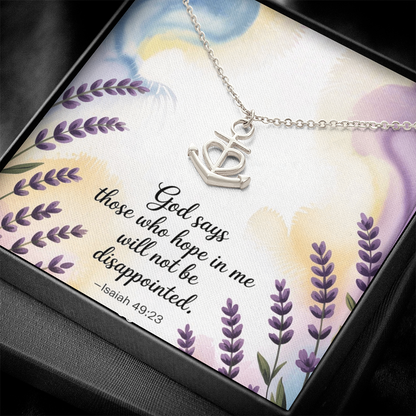 Those Who Hope in Me - Isaiah 49:23 Anchor Pendant Necklace, Faith Jewelry Gift of Strength & Steadfast Hope