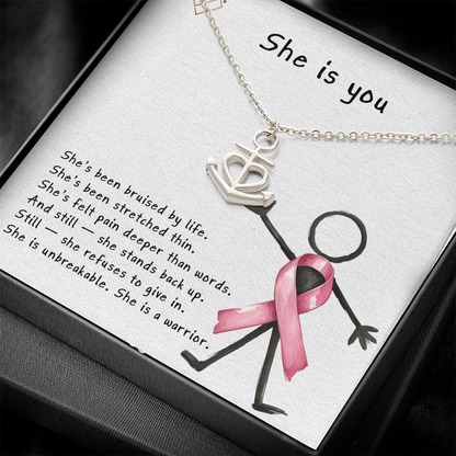 Anchor & Heart Necklace for Strong Women | Breast Cancer Awareness Gift | Warrior Mom Jewelry | Strength & Courage Pendant