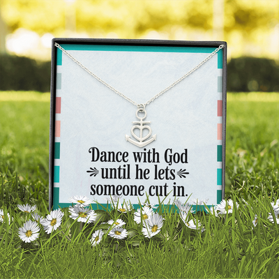 Close-up of polished stainless steel anchor pendant for women of faith