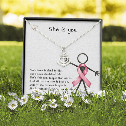 Anchor & Heart Necklace for Strong Women | Breast Cancer Awareness Gift | Warrior Mom Jewelry | Strength & Courage Pendant