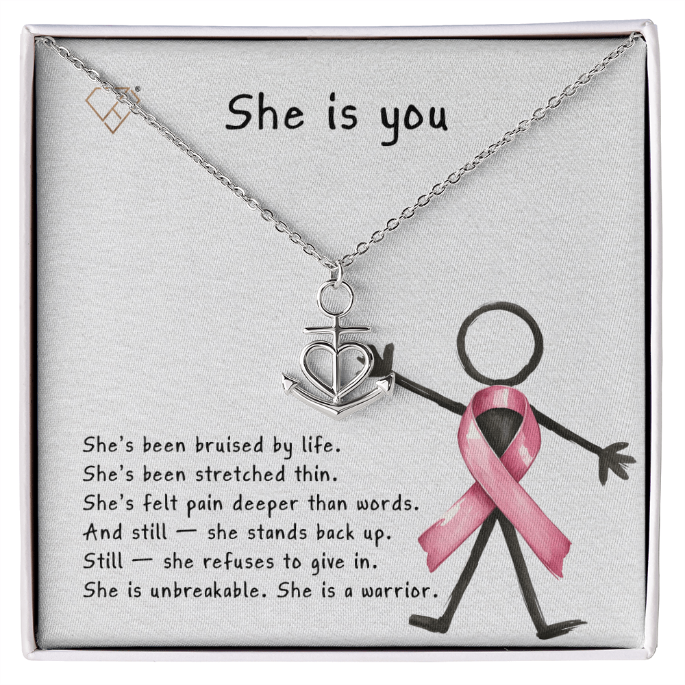 Anchor & Heart Necklace for Strong Women | Breast Cancer Awareness Gift | Warrior Mom Jewelry | Strength & Courage Pendant