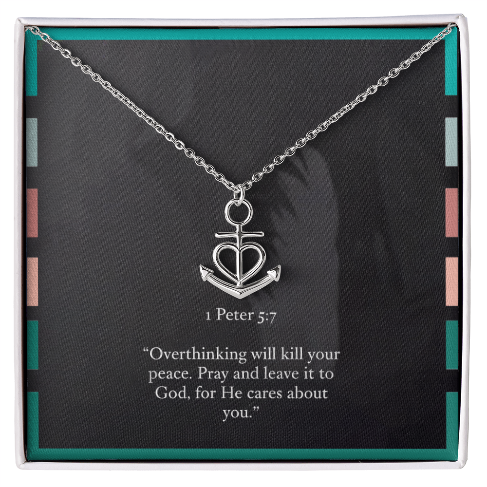 Anchor Necklace – 1 Peter 5:7 “Pray and Leave It to God” Inspirational Christian Jewelry Gift