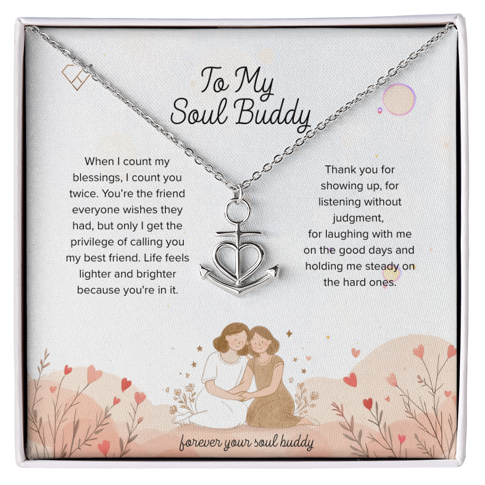 Stainless steel anchor pendant necklace on adjustable chain
