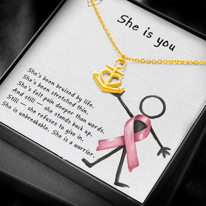Anchor & Heart Necklace for Strong Women | Breast Cancer Awareness Gift | Warrior Mom Jewelry | Strength & Courage Pendant