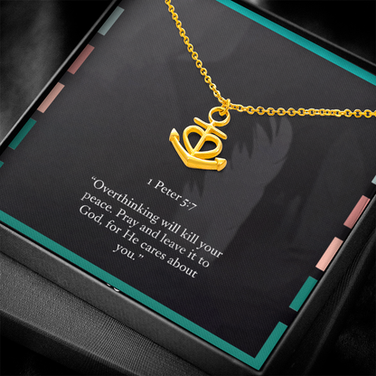 Anchor Necklace – 1 Peter 5:7 “Pray and Leave It to God” Inspirational Christian Jewelry Gift