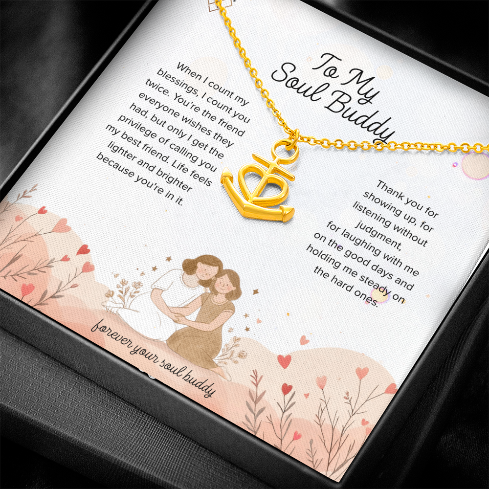 Anchor and heart charm necklace gift for loved one