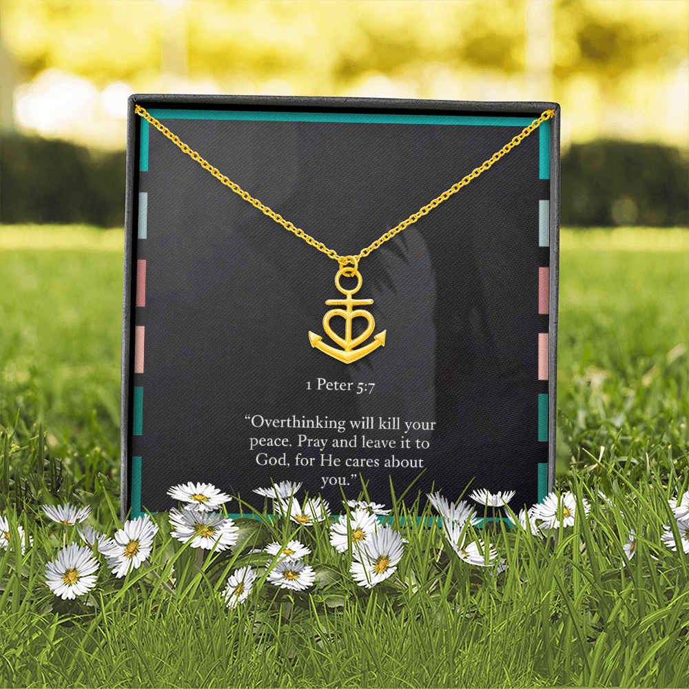 Anchor Necklace – 1 Peter 5:7 “Pray and Leave It to God” Inspirational Christian Jewelry Gift
