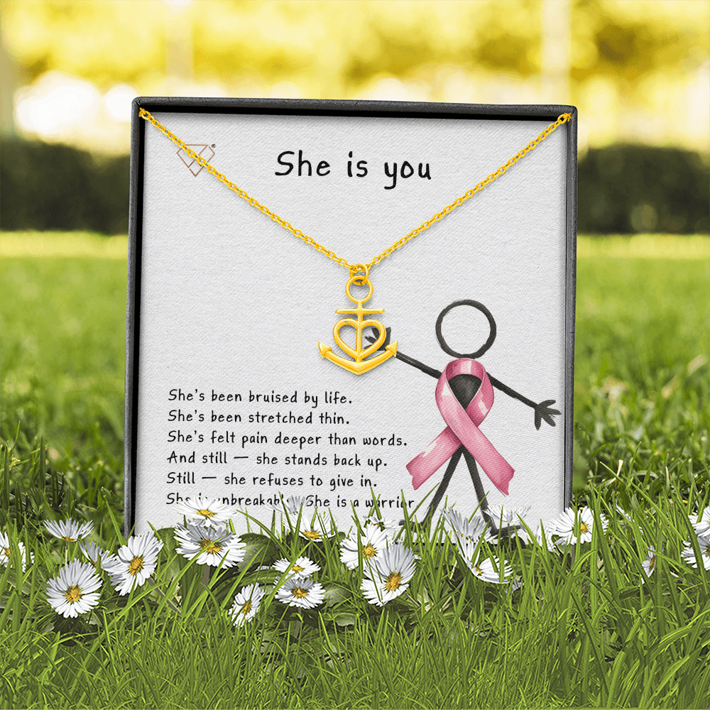 Anchor & Heart Necklace for Strong Women | Breast Cancer Awareness Gift | Warrior Mom Jewelry | Strength & Courage Pendant