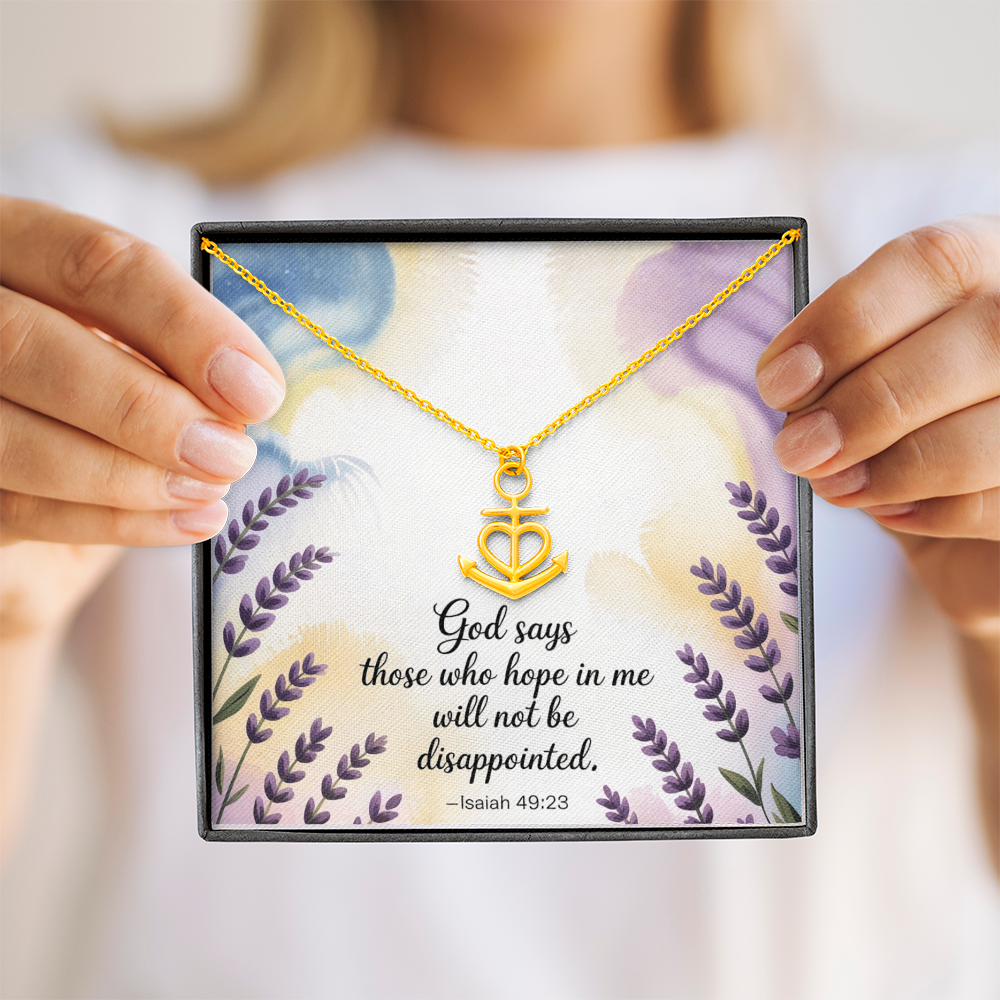 Those Who Hope in Me - Isaiah 49:23 Anchor Pendant Necklace, Faith Jewelry Gift of Strength & Steadfast Hope