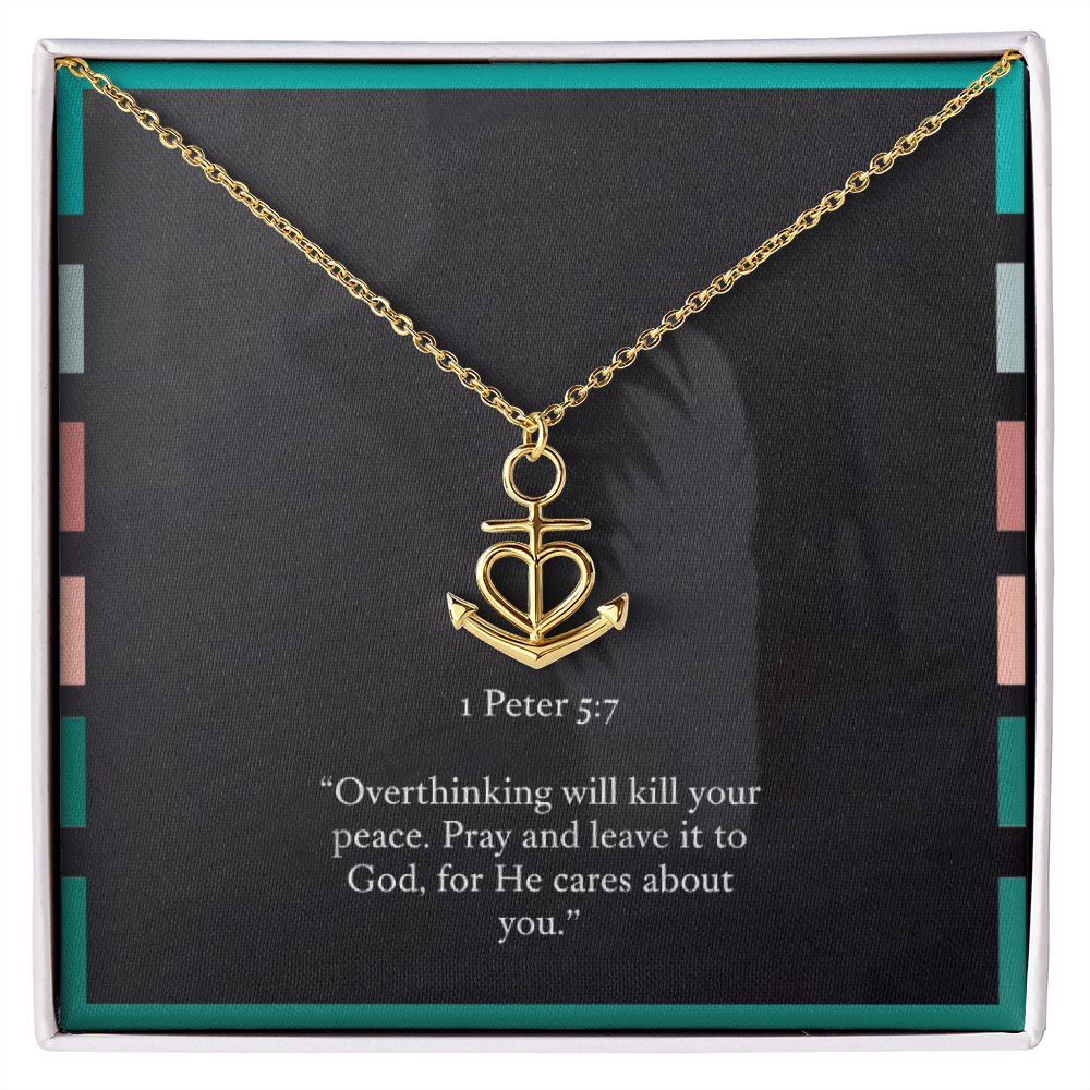 Anchor Necklace – 1 Peter 5:7 “Pray and Leave It to God” Inspirational Christian Jewelry Gift