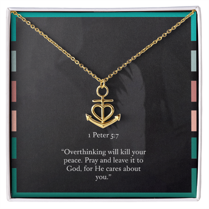 Anchor Necklace – 1 Peter 5:7 “Pray and Leave It to God” Inspirational Christian Jewelry Gift