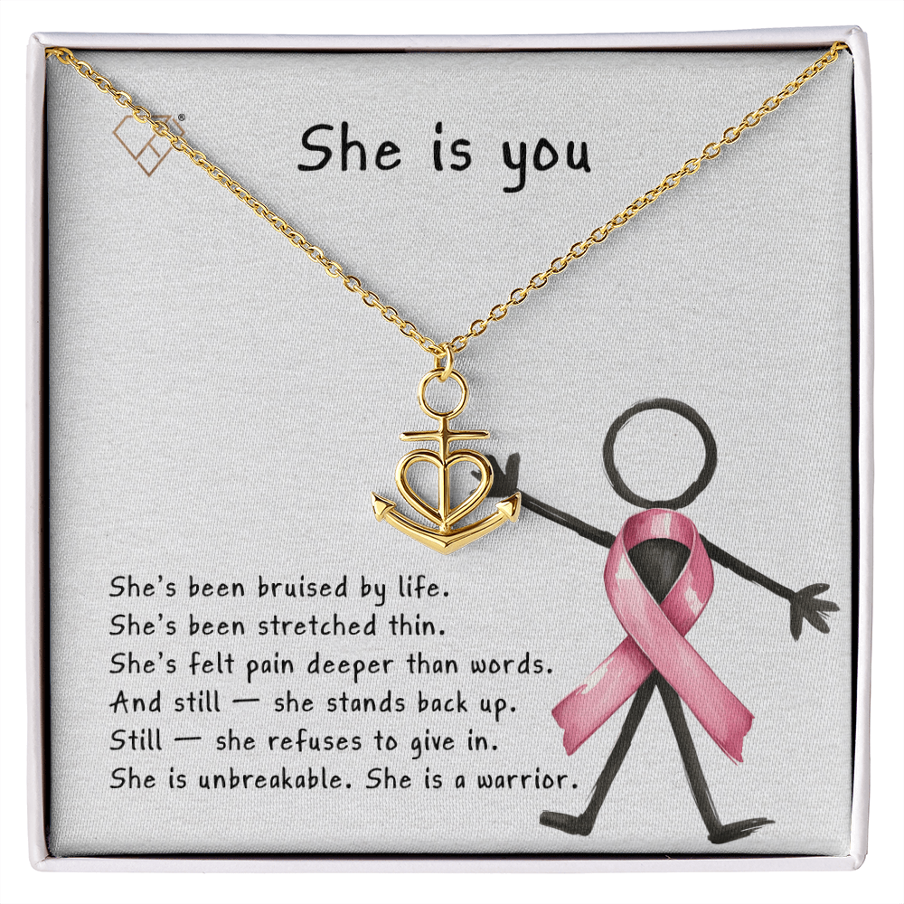 Anchor & Heart Necklace for Strong Women | Breast Cancer Awareness Gift | Warrior Mom Jewelry | Strength & Courage Pendant