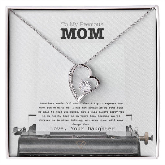 Forever Love Necklace for Mom – “To My Precious Mom” Message Card | Sentimental Gift From Daughter | Mother's Day, Birthday & Christmas Jewelry