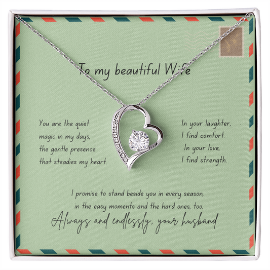 To My Beautiful Wife – Always & Endlessly Forever Love Necklace