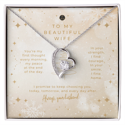 To My Beautiful Wife – Christmas Forever Love Necklace (Holiday Edition)