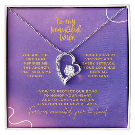 To My Beautiful Wife – Forever Committed Forever Love Necklace