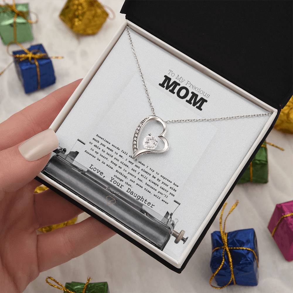 Forever Love Necklace for Mom – “To My Precious Mom” Message Card | Sentimental Gift From Daughter | Mother's Day, Birthday & Christmas Jewelry