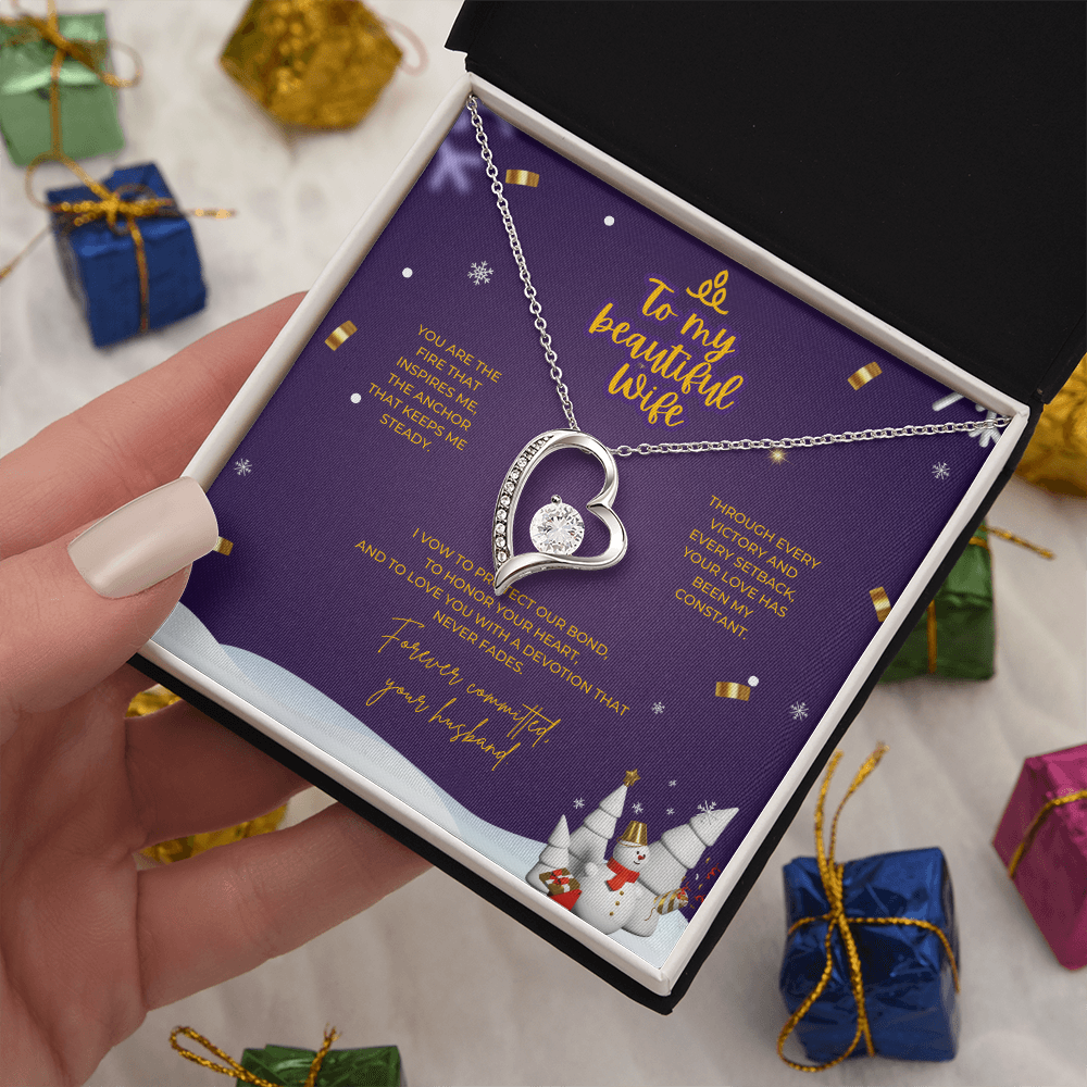 To My Beautiful Wife – Christmas Forever Love Necklace (Holiday Edition)