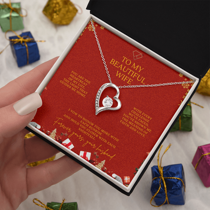 To My Beautiful Wife – Christmas Forever Love Necklace (Holiday Edition)