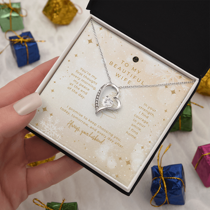 To My Beautiful Wife – Christmas Forever Love Necklace (Holiday Edition)