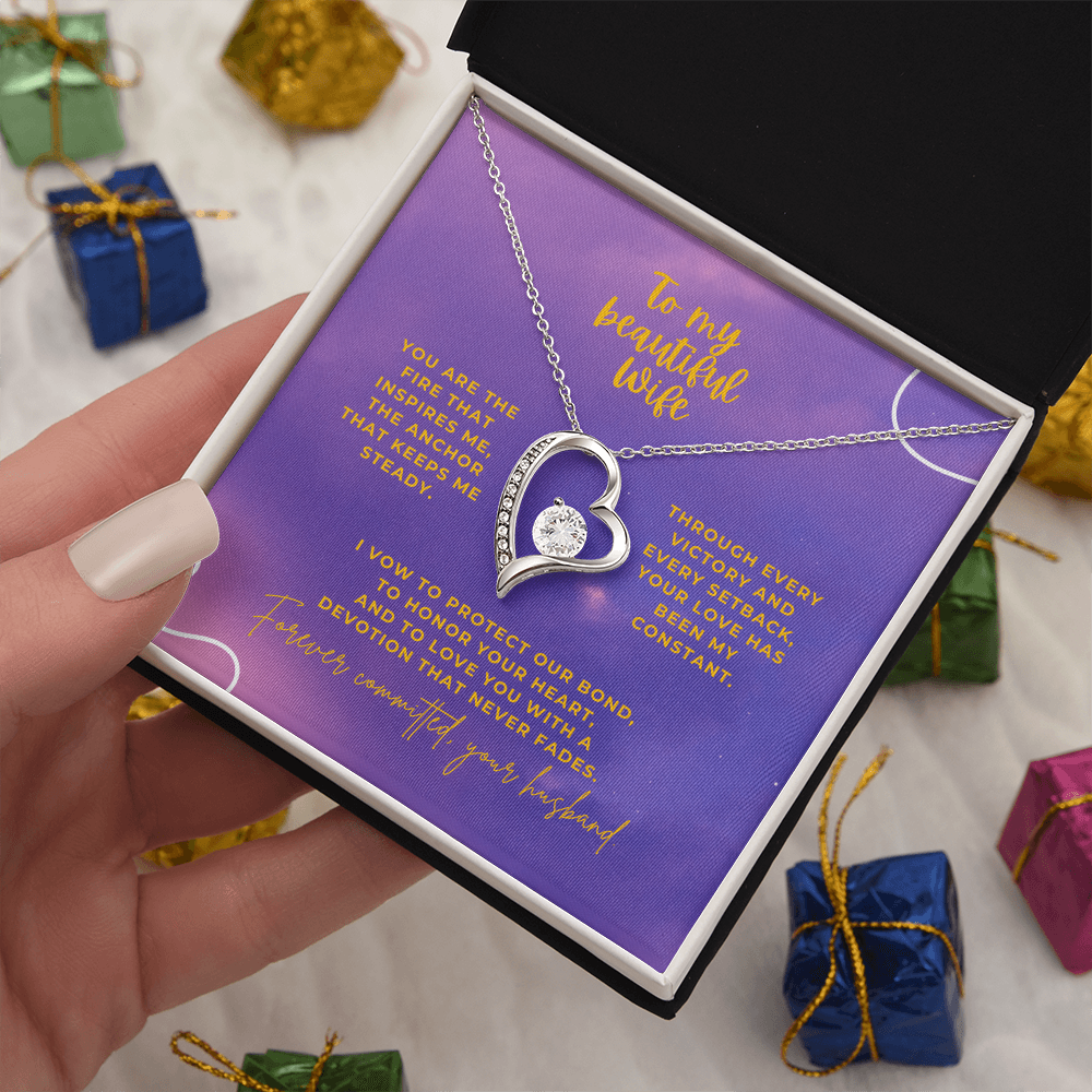 To My Beautiful Wife – Forever Committed Forever Love Necklace