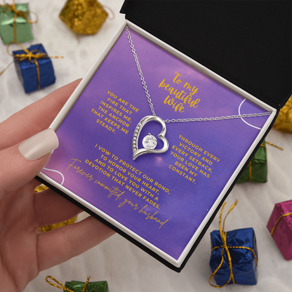 To My Beautiful Wife – Forever Committed Forever Love Necklace