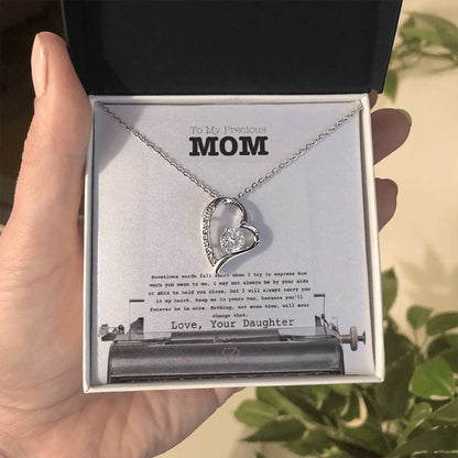 Forever Love Necklace for Mom – “To My Precious Mom” Message Card | Sentimental Gift From Daughter | Mother's Day, Birthday & Christmas Jewelry